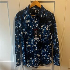 Men's Grateful Dead X Teton Gravity Research Navy Tie-Dye Denim Workshirt Shirt